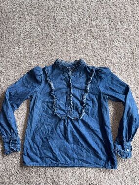 Boden denim ruffle shirt size 6